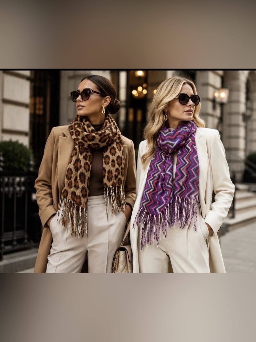 Blue Star Fashion Scarf Bundle Leopard Print Chevron Pashmina Set 2 New